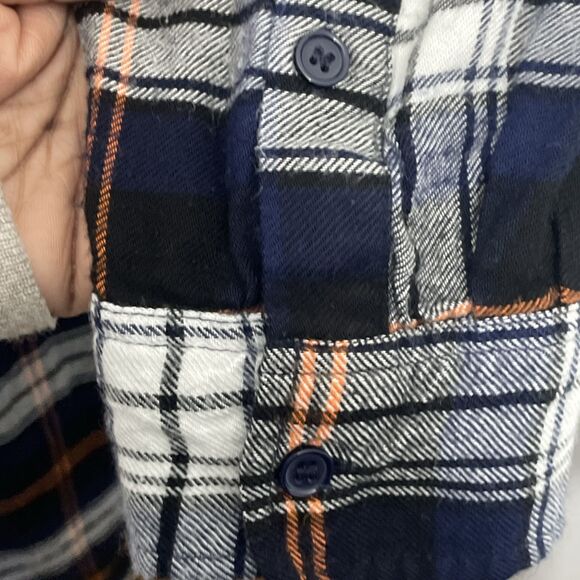Melloday Womens XL Blue Orange Flannel Shirt Button Front Long Sleeve Plaid - Picture 12 of 13